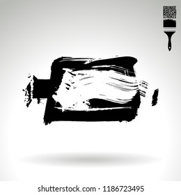 Black brush stroke and texture. Grunge vector abstract hand - painted element. Underline and border design.