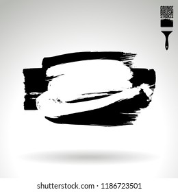 Black brush stroke and texture. Grunge vector abstract hand - painted element. Underline and border design.