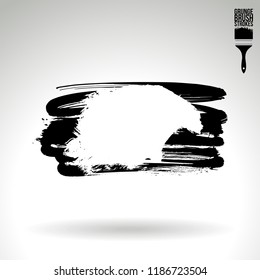Black brush stroke and texture. Grunge vector abstract hand - painted element. Underline and border design.
