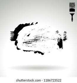 Black brush stroke and texture. Grunge vector abstract hand - painted element. Underline and border design.