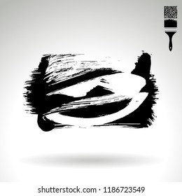 Black brush stroke and texture. Grunge vector abstract hand - painted element. Underline and border design.