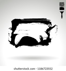 Black brush stroke and texture. Grunge vector abstract hand - painted element. Underline and border design.