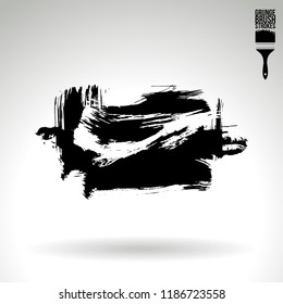 Black brush stroke and texture. Grunge vector abstract hand - painted element. Underline and border design.