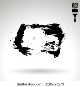 Black brush stroke and texture. Grunge vector abstract hand - painted element. Underline and border design.