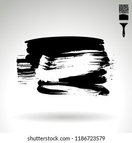 Black brush stroke and texture. Grunge vector abstract hand - painted element. Underline and border design.