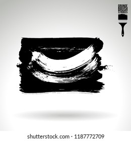 Black brush stroke and texture. Grunge vector abstract hand - painted element. Underline and border design.