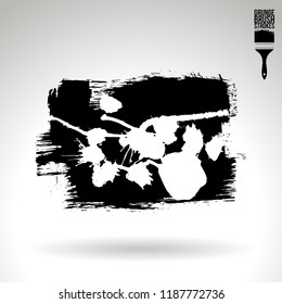 Black brush stroke and texture. Grunge vector abstract hand - painted element. Underline and border design.