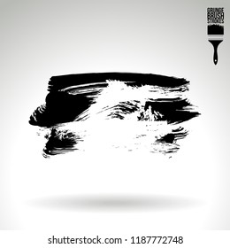 Black brush stroke and texture. Grunge vector abstract hand - painted element. Underline and border design.