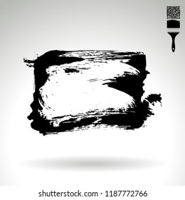 Black brush stroke and texture. Grunge vector abstract hand - painted element. Underline and border design.