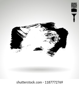 Black brush stroke and texture. Grunge vector abstract hand - painted element. Underline and border design.