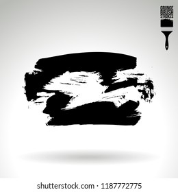 Black brush stroke and texture. Grunge vector abstract hand - painted element. Underline and border design.