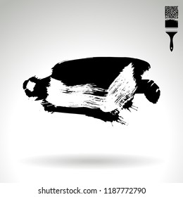 Black brush stroke and texture. Grunge vector abstract hand - painted element. Underline and border design.