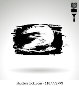 Black brush stroke and texture. Grunge vector abstract hand - painted element. Underline and border design.