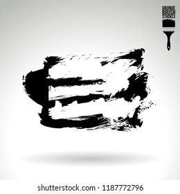 Black brush stroke and texture. Grunge vector abstract hand - painted element. Underline and border design.