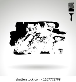 Black brush stroke and texture. Grunge vector abstract hand - painted element. Underline and border design.