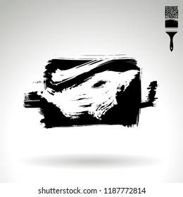 Black brush stroke and texture. Grunge vector abstract hand - painted element. Underline and border design.