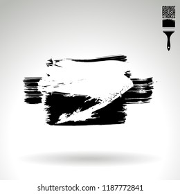 Black brush stroke and texture. Grunge vector abstract hand - painted element. Underline and border design.