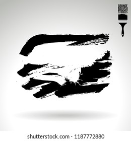 Black brush stroke and texture. Grunge vector abstract hand - painted element. Underline and border design.