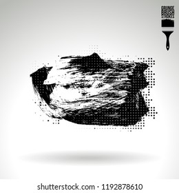 Black brush stroke and texture. Grunge vector abstract hand - painted element. Underline and border design.