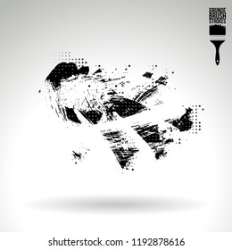 Black brush stroke and texture. Grunge vector abstract hand - painted element. Underline and border design.