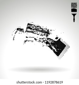Black brush stroke and texture. Grunge vector abstract hand - painted element. Underline and border design.