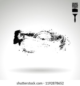 Black brush stroke and texture. Grunge vector abstract hand - painted element. Underline and border design.