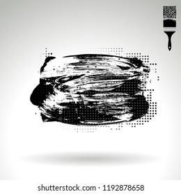 Black brush stroke and texture. Grunge vector abstract hand - painted element. Underline and border design.