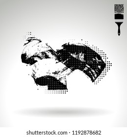 Black brush stroke and texture. Grunge vector abstract hand - painted element. Underline and border design.