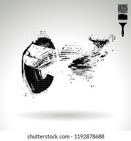 Black brush stroke and texture. Grunge vector abstract hand - painted element. Underline and border design.