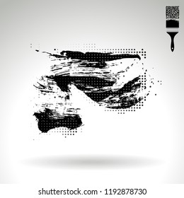 Black brush stroke and texture. Grunge vector abstract hand - painted element. Underline and border design.
