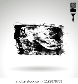 Black brush stroke and texture. Grunge vector abstract hand - painted element. Underline and border design.