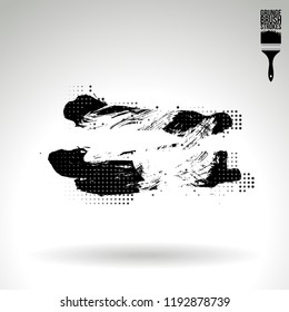 Black brush stroke and texture. Grunge vector abstract hand - painted element. Underline and border design.