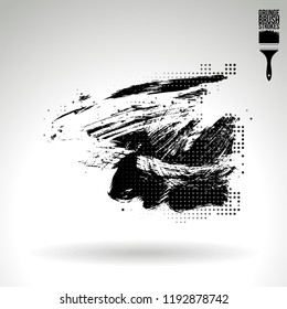 Black brush stroke and texture. Grunge vector abstract hand - painted element. Underline and border design.
