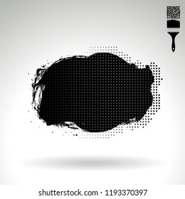 Black brush stroke and texture. Grunge vector abstract hand - painted element. Underline and border design.