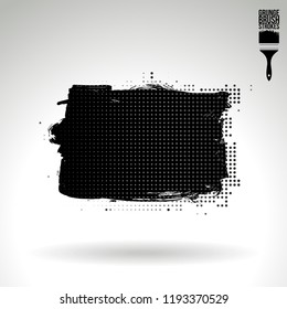 Black brush stroke and texture. Grunge vector abstract hand - painted element. Underline and border design.