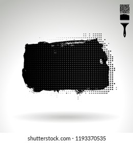 Black brush stroke and texture. Grunge vector abstract hand - painted element. Underline and border design.