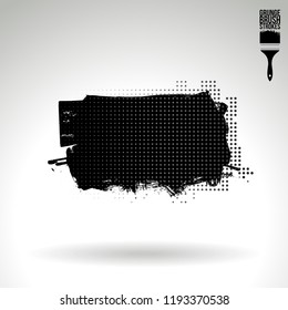 Black brush stroke and texture. Grunge vector abstract hand - painted element. Underline and border design.