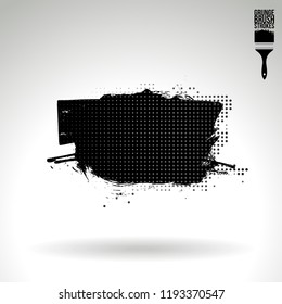 Black brush stroke and texture. Grunge vector abstract hand - painted element. Underline and border design.