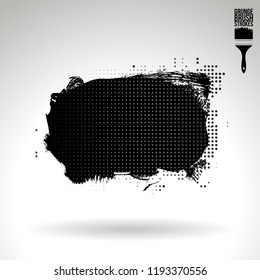 Black brush stroke and texture. Grunge vector abstract hand - painted element. Underline and border design.