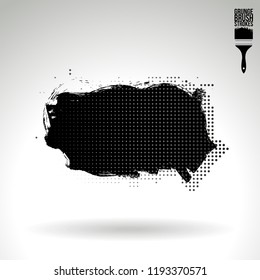 Black brush stroke and texture. Grunge vector abstract hand - painted element. Underline and border design.