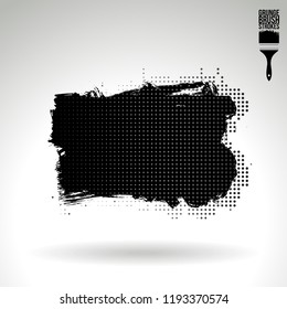 Black brush stroke and texture. Grunge vector abstract hand - painted element. Underline and border design.