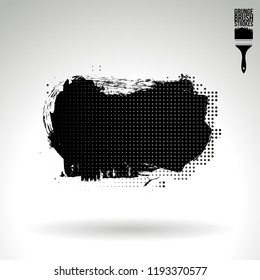 Black brush stroke and texture. Grunge vector abstract hand - painted element. Underline and border design.