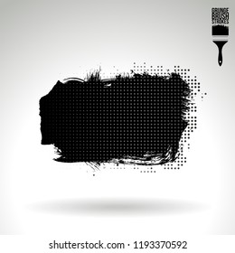 Black brush stroke and texture. Grunge vector abstract hand - painted element. Underline and border design.