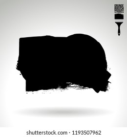 Black brush stroke and texture. Grunge vector abstract hand - painted element. Underline and border design.
