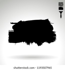 Black brush stroke and texture. Grunge vector abstract hand - painted element. Underline and border design.