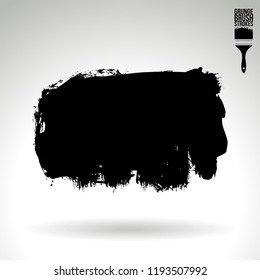 Black brush stroke and texture. Grunge vector abstract hand - painted element. Underline and border design.