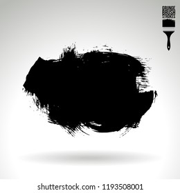 Black brush stroke and texture. Grunge vector abstract hand - painted element. Underline and border design.