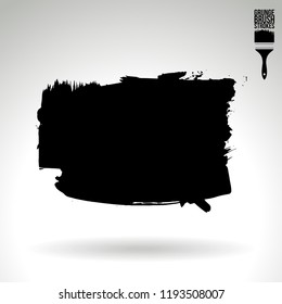 Black brush stroke and texture. Grunge vector abstract hand - painted element. Underline and border design.