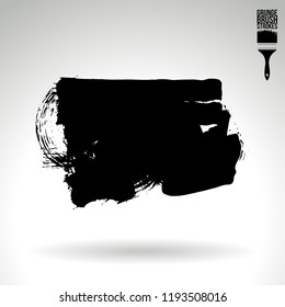 Black brush stroke and texture. Grunge vector abstract hand - painted element. Underline and border design.