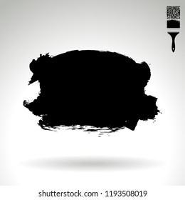 Black brush stroke and texture. Grunge vector abstract hand - painted element. Underline and border design.